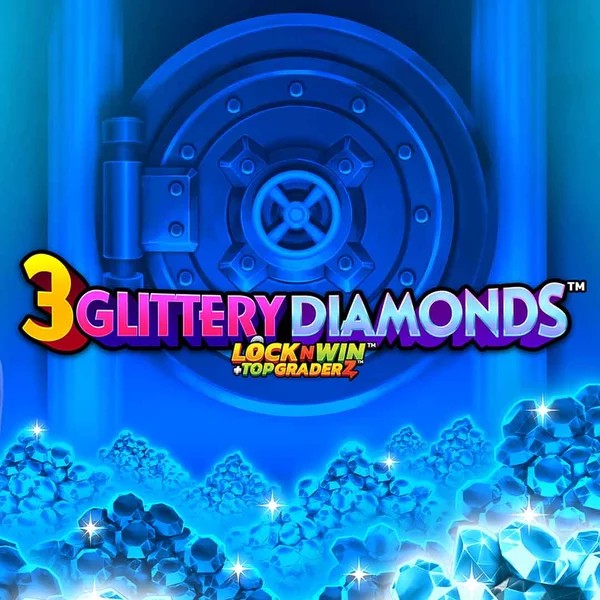 3 Glittery Diamonds slot logo by PearFiction Studios at SlotsGem Casino3 Glittery Diamonds